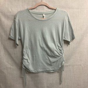 Cropped Tee with Cinched Sides in Mint Grey
